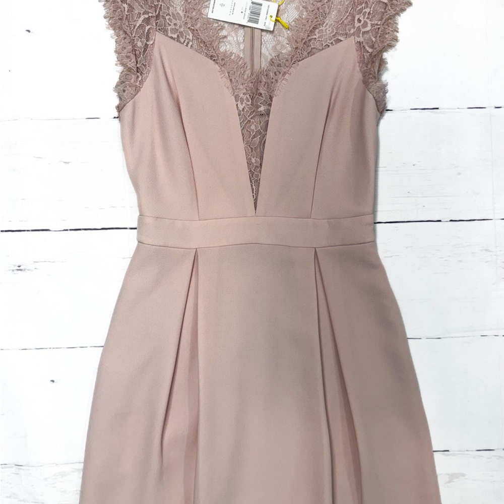 Women’s BCBG NWT Elegant Lace V-Neck Dress in Blush
